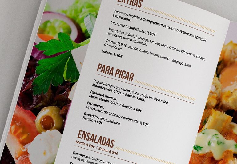 Carta restaurante bocatería Tamarindo